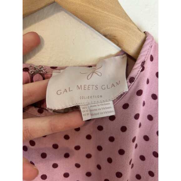 Gal Meets Glam Collection Dress 6 Corinne Pink Polka Dot A-line Midi Pinup Retro - Picture 5 of 6